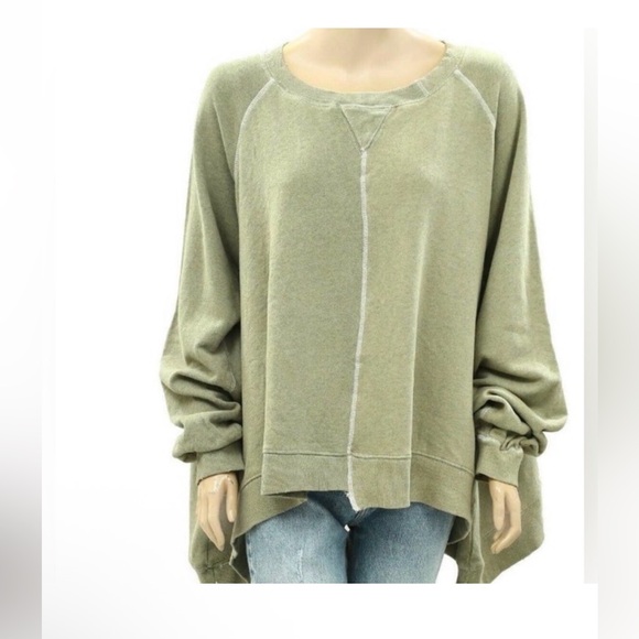 Free People Rework It & Reverse It Sweatshirt. Light green - Picture 4 of 4